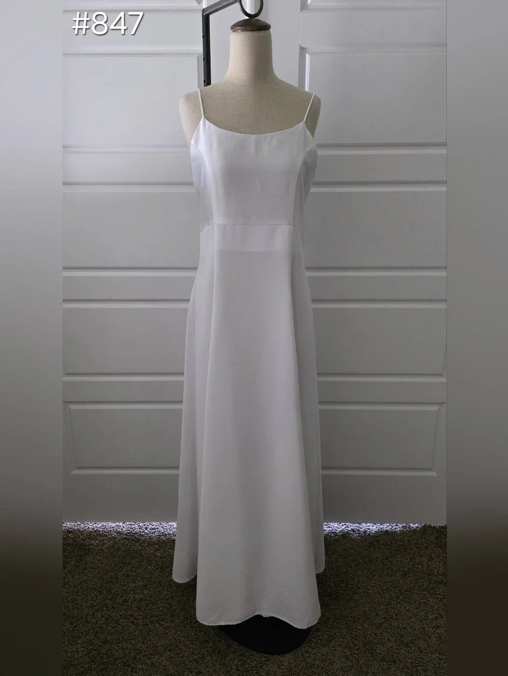 Girls White Spaghetti-Strap Formal Dress